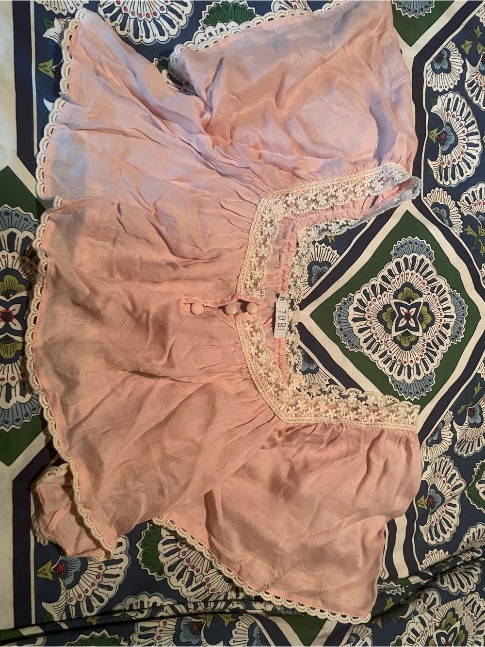 Tobi Pink Lace-Trim Crop Top
